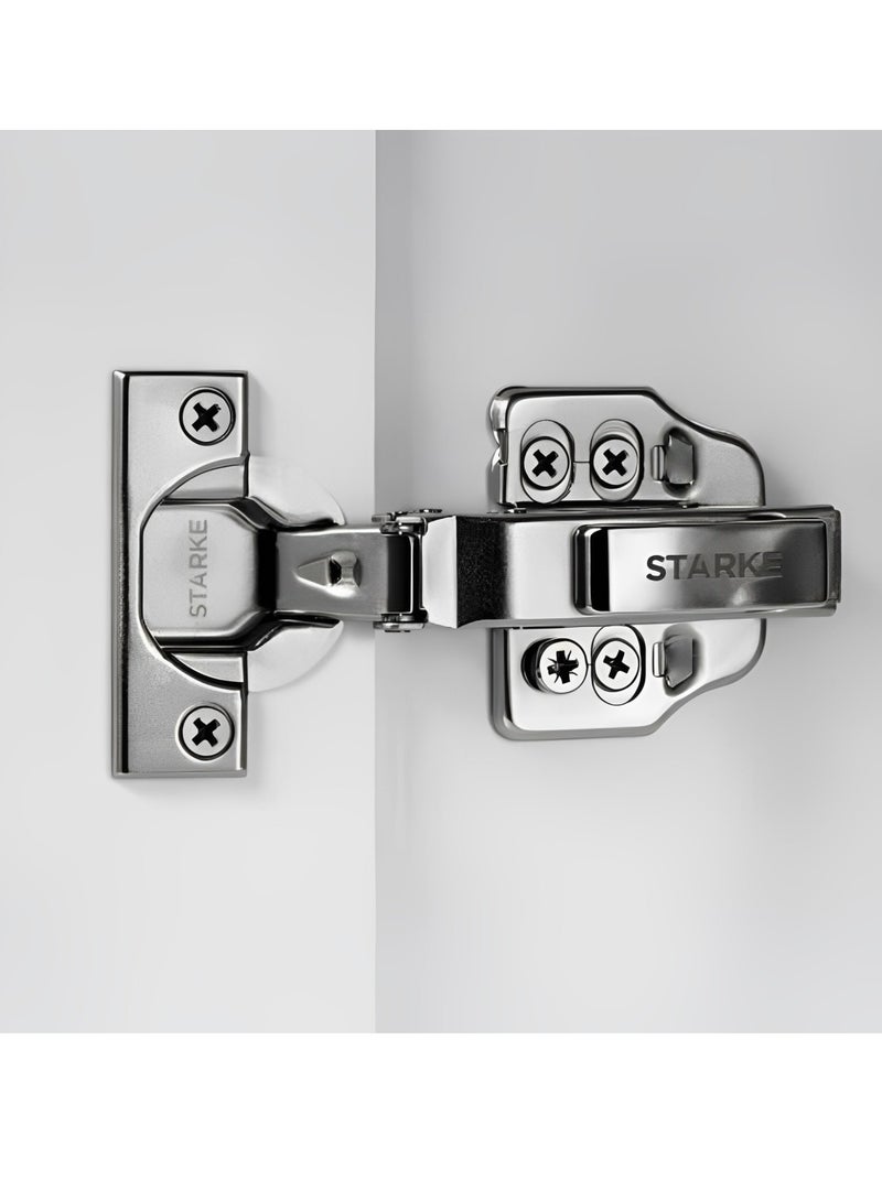 STARKE Pack of 2 Inset Soft Close Fast Mounted 1 Section Force Buffering Hinge - Silver, 105 Degree Opening Angle, 14-22 mm Application, Protective Cover & Screws included. - Image 3