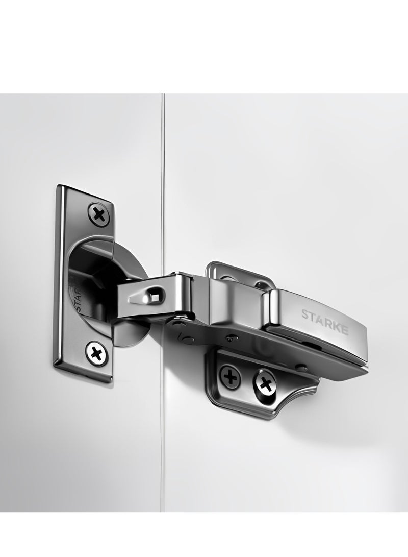 STARKE Pack of 2 Inset Soft Close Fast Mounted 1 Section Force Buffering Hinge - Silver, 105 Degree Opening Angle, 14-22 mm Application, Protective Cover & Screws included. - Image 4