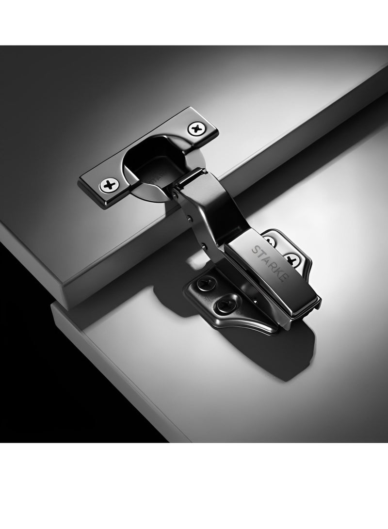 STARKE Pack of 2 Inset Soft Close Fast Mounted 1 Section Force Buffering Hinge - Silver, 105 Degree Opening Angle, 14-22 mm Application, Protective Cover & Screws included. - Image 5