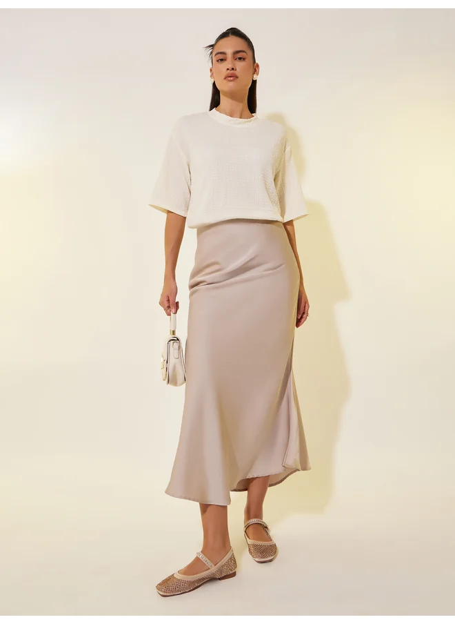 Take Two Take Two Textured Round Neck Oversized T-Shirt