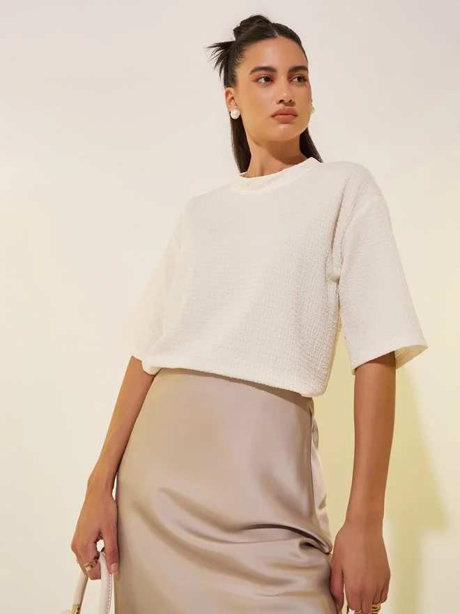 Take Two Textured Round Neck Oversized T-Shirt