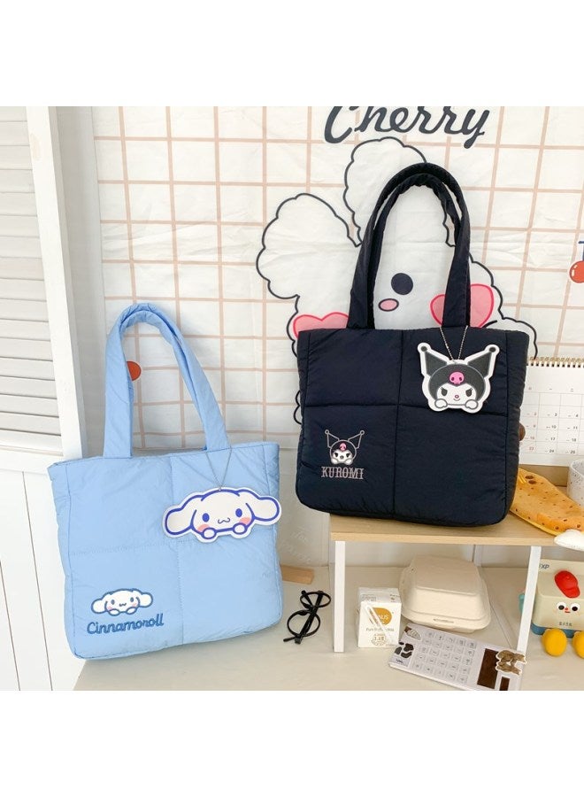 Cute Cartoon Rabbit Down Cloth Handbag 2024 Girl's Large Capacity High-Value Commuting Shoulder Bag-Colour:Down Handbag Black (height 36 Width 39)  - Image 3