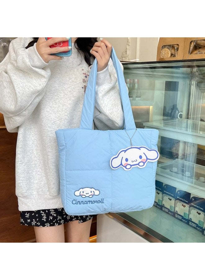 Cute Cartoon Rabbit Down Cloth Handbag 2024 Girl's Large Capacity High-Value Commuting Shoulder Bag-Colour:Down Handbag Black (height 36 Width 39)  - Image 5