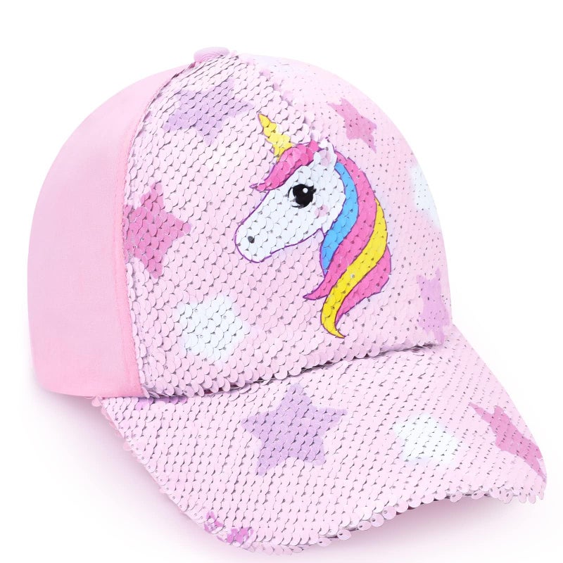 WAWSAM Kids Baseball Hat Unicorn Baseball Cap for Toddler Trucker Hat for Girls Ages 4-8 Adjustable Snapback Cap Pink - Image 1