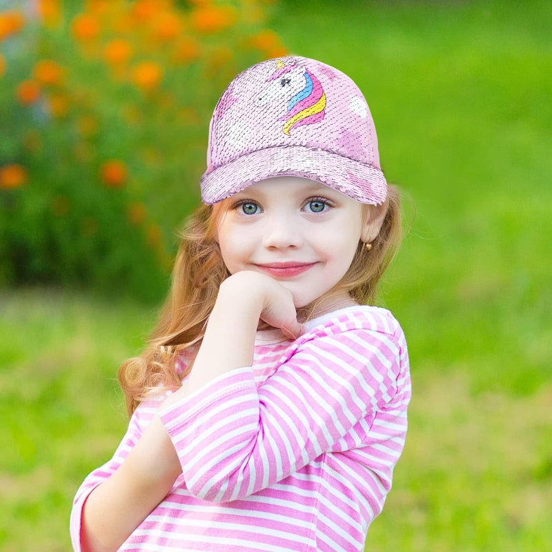WAWSAM Kids Baseball Hat Unicorn Baseball Cap for Toddler Trucker Hat for Girls Ages 4-8 Adjustable Snapback Cap Pink - Image 4