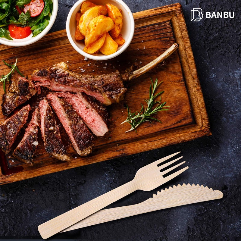 BANBU Bamboo Utensils Disposable- 200PK 6.7"" Bamboo Forks Disposable 100% Compostable Biodegradable Renewable Natural Cutlery Fork for Travel/Camping/Wedding/Party - Image 5