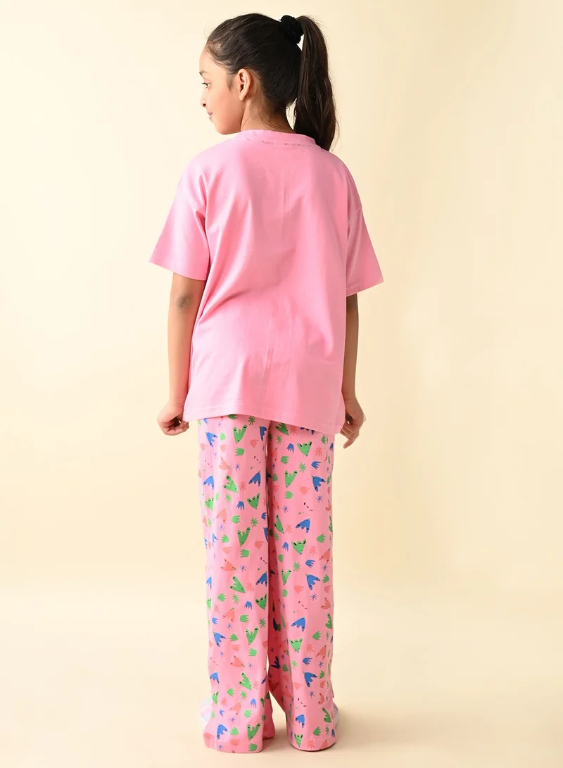 LILPICKS Sparrow Printed T-shirt with Ankle Cut Palazzo Set