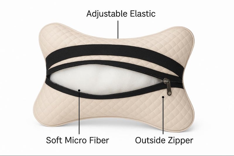 AUTOUNIKO Velvet Soft car Neck Pillow for Travel, Travel Micro Fiber Rest Pillow/Cushion Set of Pillows Compatible with All Cars - Pack of 2 Pieces (Beige) - Image 5