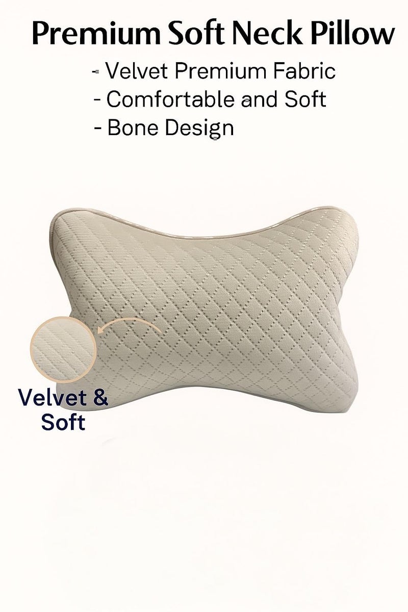 AUTOUNIKO Velvet Soft car Neck Pillow for Travel, Travel Micro Fiber Rest Pillow/Cushion Set of Pillows Compatible with All Cars - Pack of 2 Pieces (Beige) - Image 3