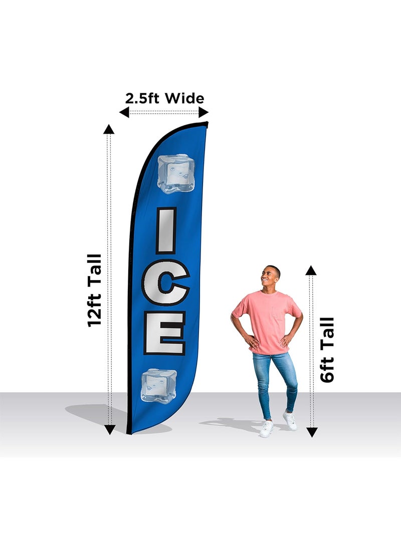 LookOurWay LookOurWay Feather Flag Banner  12 Feet Tall Advertising Flags for Outdoor Business and Events Promotion  Swooper Flag Only  Convenience Store Flag  Ice 10M1200148  - Image 3