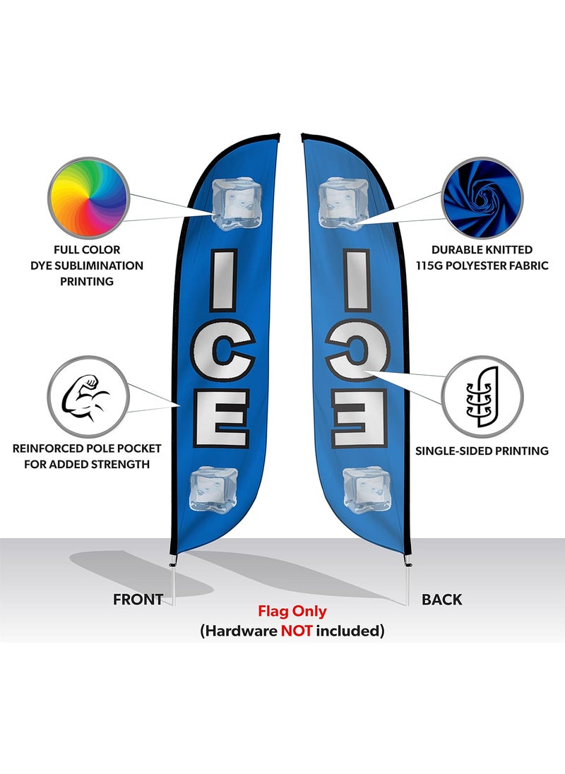 LookOurWay LookOurWay Feather Flag Banner  12 Feet Tall Advertising Flags for Outdoor Business and Events Promotion  Swooper Flag Only  Convenience Store Flag  Ice 10M1200148  - Image 2