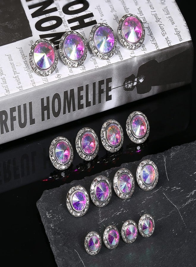 BESTEEL 8 Pairs Dance Competition Earrings for Women Acrylic Halo Crystal Rhinestone Stud Earrings for Stage Opera Performance Bridal Party 10/15/18/20mm Colorful Style - Image 5