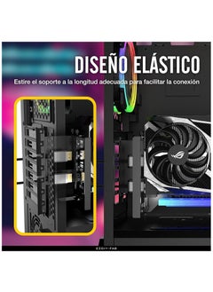 Generic GPU Vertical Mount PCIe 4.0 Graphic Card Holder with 5V 3 Pin ARGB LED Module, Video Card VGA Support Kit with PCIe 4.0 X16 Gen4 17cm/6.69in Riser Cable 90 Degree Right Angle(Black)  - Image 4