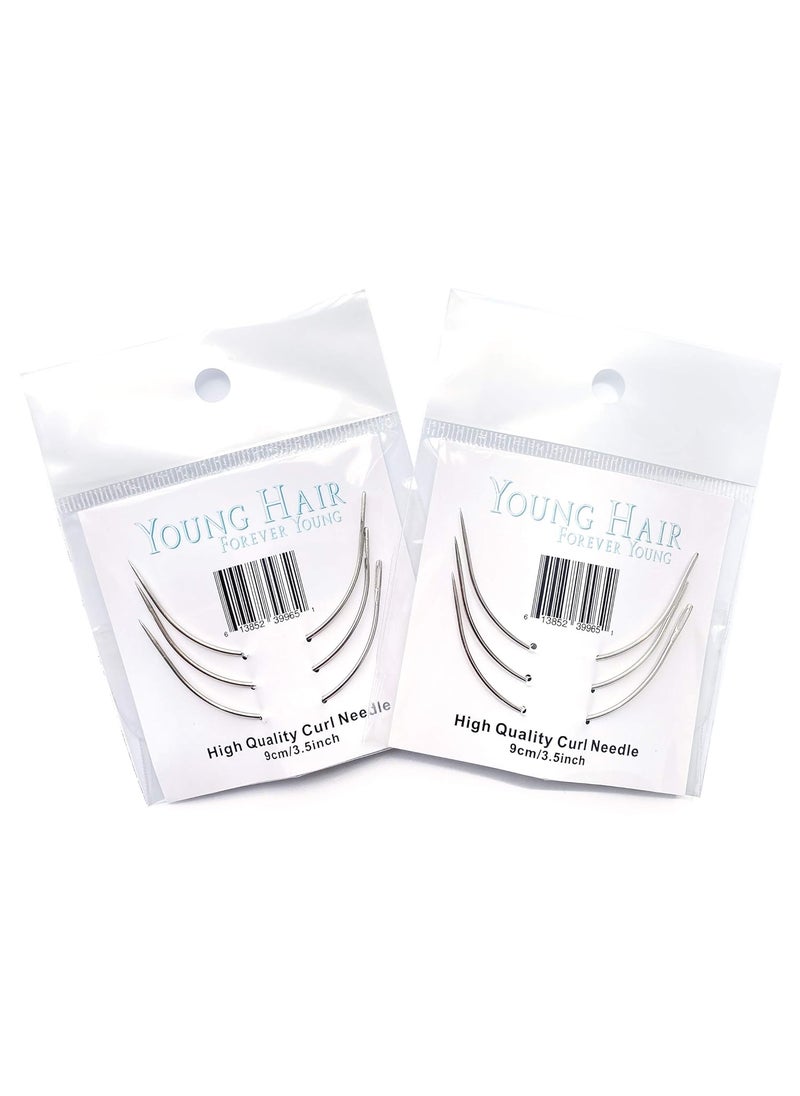 Young Hair 90mm C Shape Curved Hand Sewing Weaving Curl Needles for Human Hair Extension Sewin9cm 6pcslot 