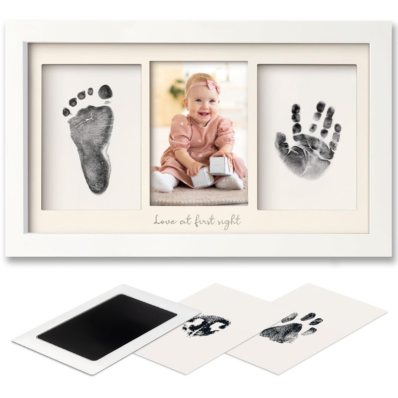 KeaBabies Inkless Baby Hand and Footprint Kit Boy Girl  No Mess Ink Pad for Handprint Clean Touch Dog Paw Print Kit Personalized Baby Shower Gifts Nursery Newborn Keepsake Frame Alpine White - Image 1