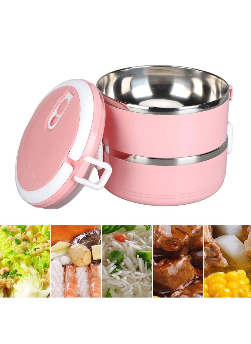 ZWERLIN ZWERLIN Thermal Insulated Food Box Tight Silicone Sealing Comfortable Stackable Thermal Lunchbox 304 Stainless Steel for OfficeDouble Layer 304 Thick Section  - Image 2