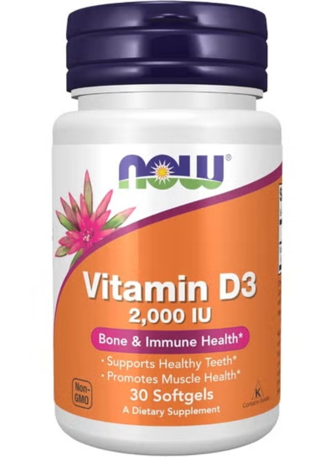 now High Potency Vitamin D-3 Dietary Supplement 2000 IU - 30 Softgels - Image 1