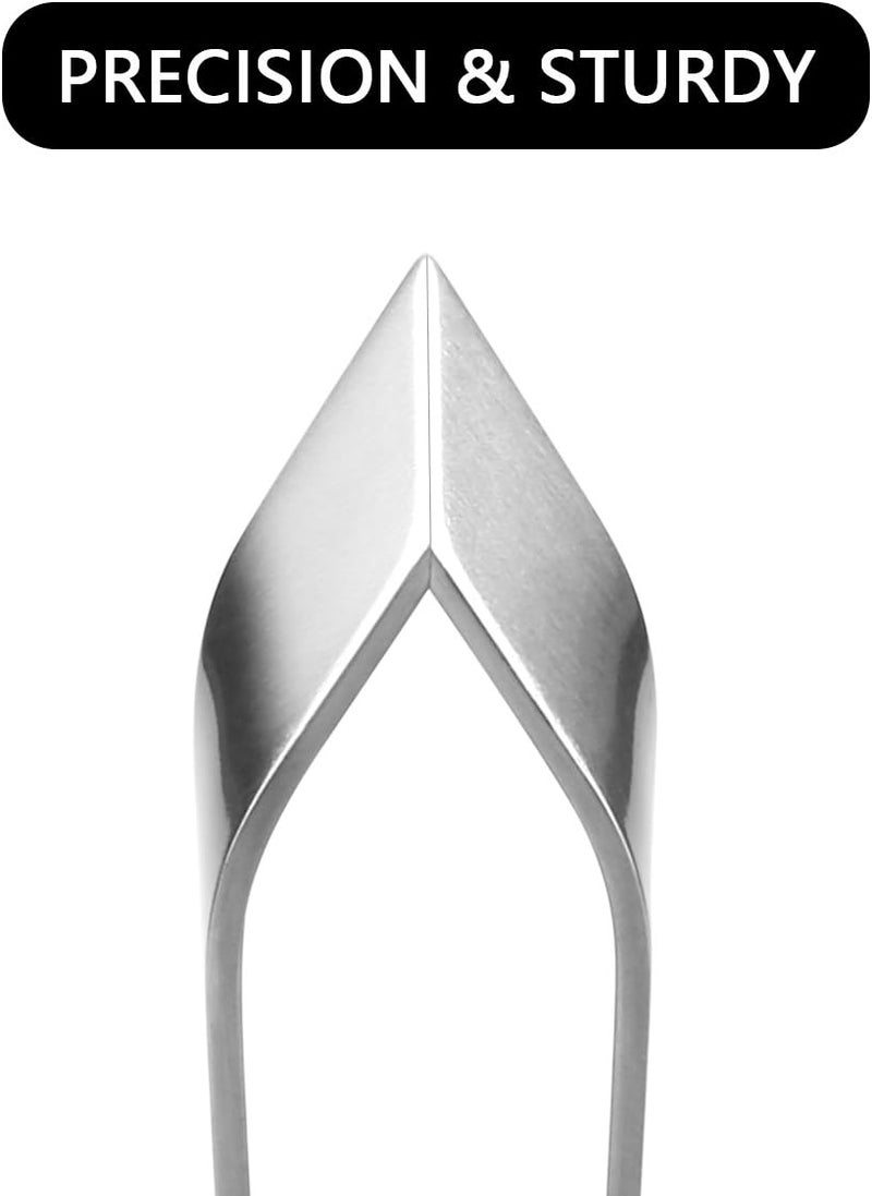 iziusy 2 Pieces Fish Bone Tweezers, Stainless Steel Flat and Slant Tweezers Pliers Remover Tool (4.6") - Image 4