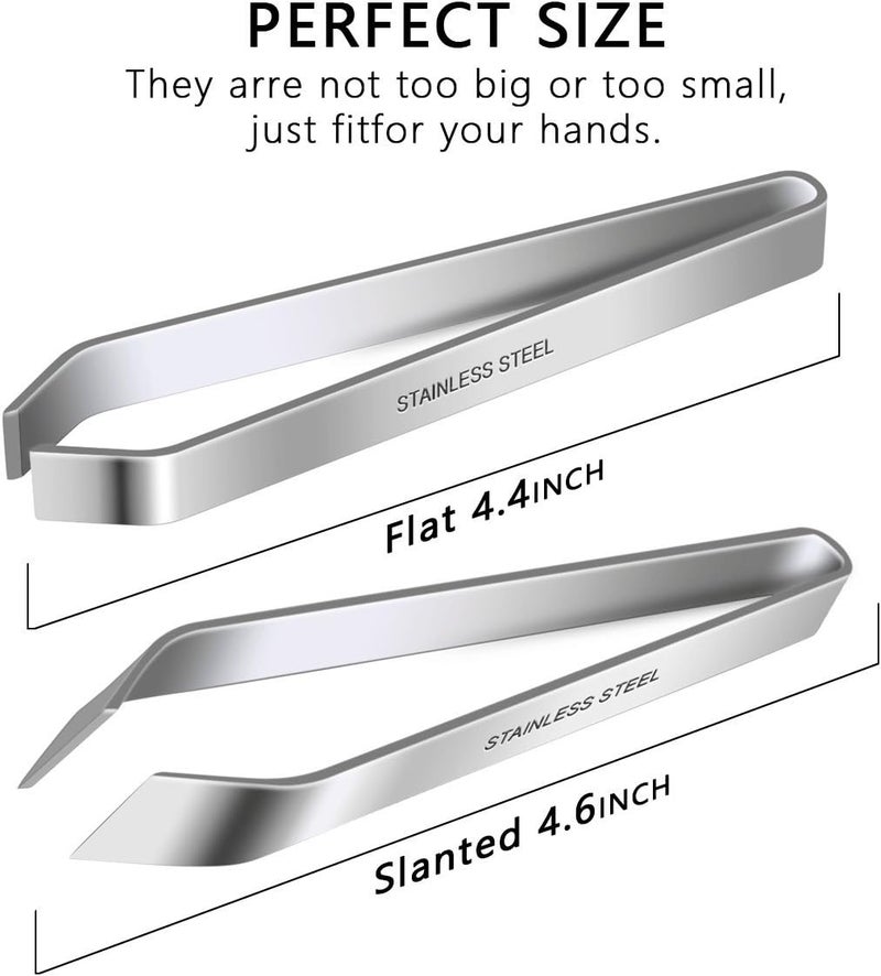 iziusy 2 Pieces Fish Bone Tweezers, Stainless Steel Flat and Slant Tweezers Pliers Remover Tool (4.6") - Image 5