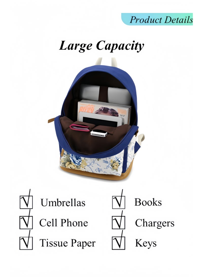 هالامودو حقيبة ظهر مدرسية مع حقيبة غداء وحقيبة أقلام رصاص خفيفة الوزن للسفر حقيبة ظهر كمبيوتر محمول حقيبة ظهر للكتب المدرسية حقيبة كتب متينة غير رسمية للمراهقات النساء - Image 3