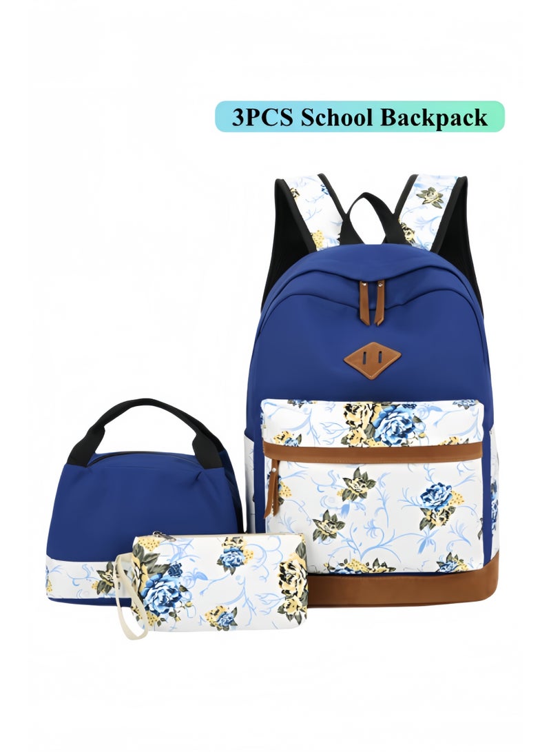 هالامودو حقيبة ظهر مدرسية مع حقيبة غداء وحقيبة أقلام رصاص خفيفة الوزن للسفر حقيبة ظهر كمبيوتر محمول حقيبة ظهر للكتب المدرسية حقيبة كتب متينة غير رسمية للمراهقات النساء - Image 1