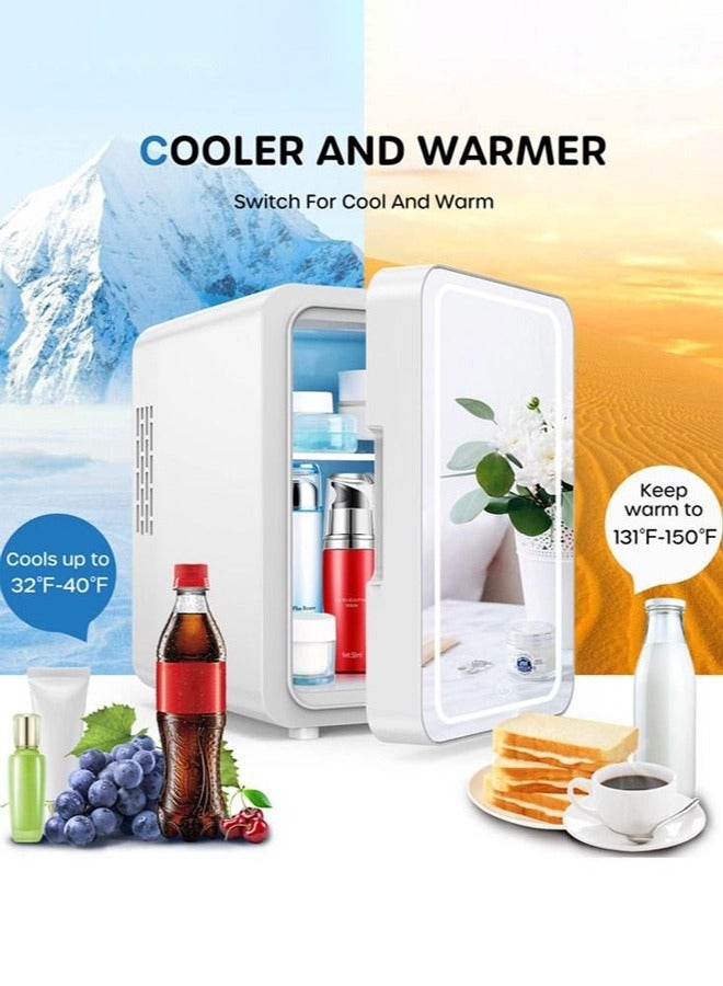 6L Icebox Makeup Refrigerator Mini Mirrored Led light Makeup and Food Fridge  Car Icebox - Image 2