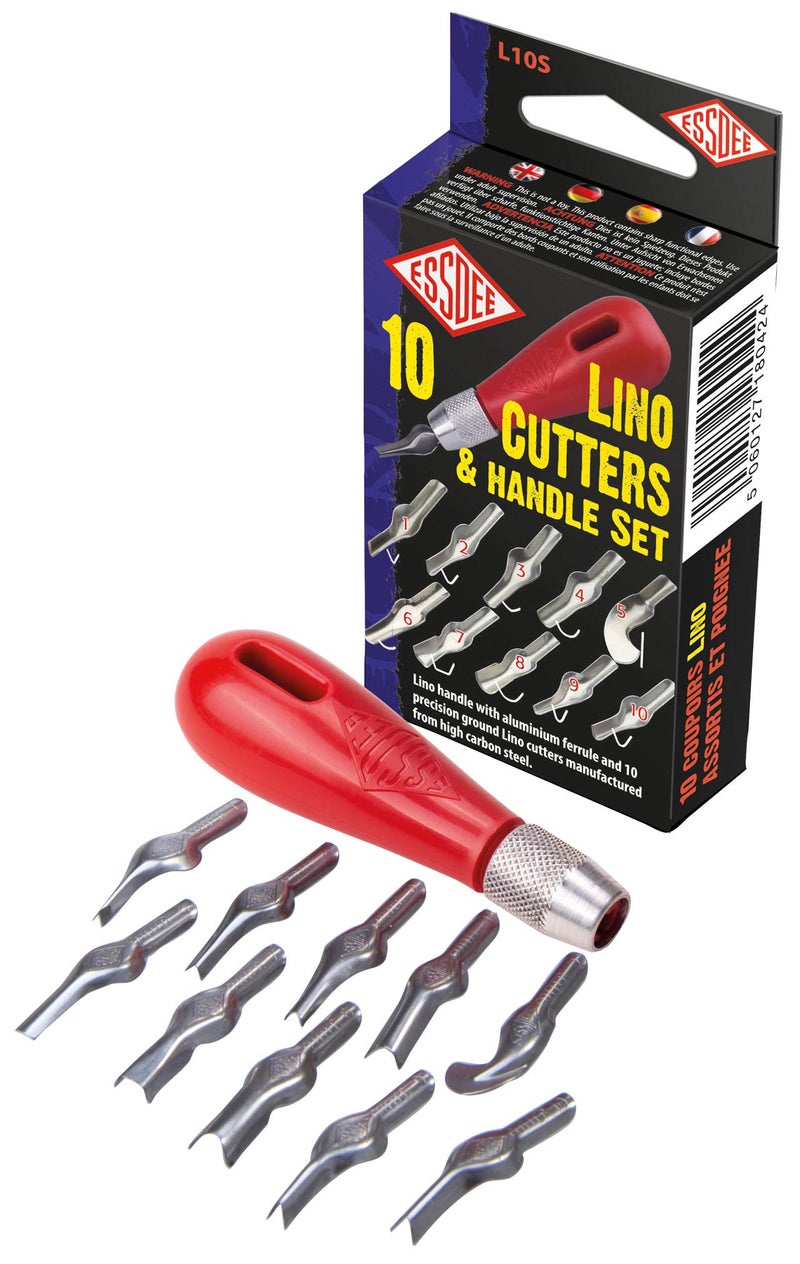 ESSDEE Ten Lino Cutters and Handle Set Lino Cutter Styles 1 to 10