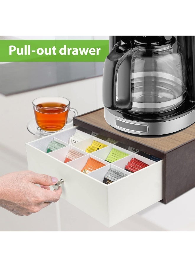 J JACKCUBE DESIGN JackCubeDesign Tea Bag Organizer for Countertop with Drawer Tea Storage Organizer with 12 CompartmentsBrownWhite  MK353A - Image 3