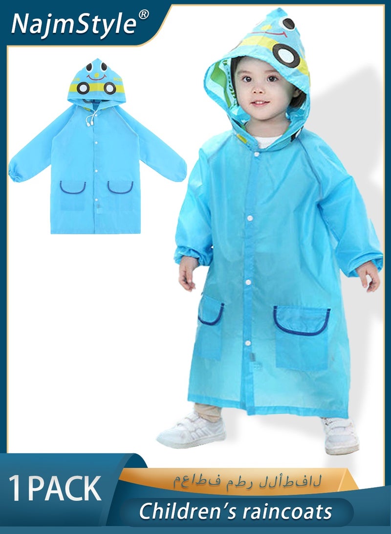 NajmStyle Children's Raincoat with Membrane Design Cute Cartoon Shape Convenient Drawstring Collar for Kids Outdoor Activities - Image 1