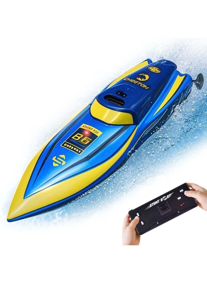QUN XING Remote Control Mini Rc Boat 2.4Ghz 360 Rotating Rechargeable Battery for Pool Toys Kids 6+ Years Old Blue - Image 1