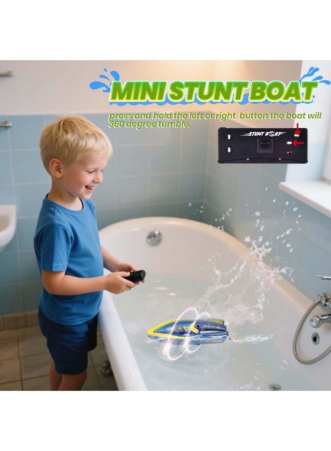 QUN XING Remote Control Mini Rc Boat 2.4Ghz 360 Rotating Rechargeable Battery for Pool Toys Kids 6+ Years Old Blue - Image 3