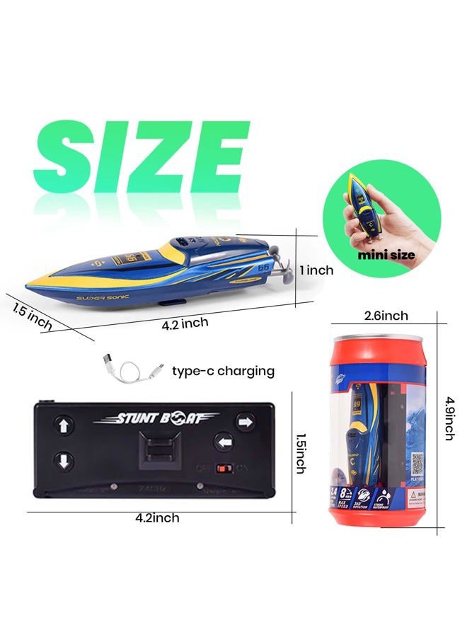 QUN XING Remote Control Mini Rc Boat 2.4Ghz 360 Rotating Rechargeable Battery for Pool Toys Kids 6+ Years Old Blue - Image 4