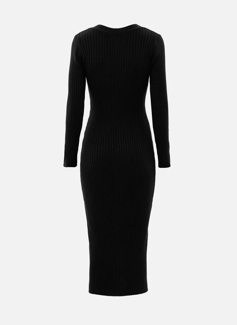 Lichi  Viscose midi dress with golden buttons for Women | Best Price UAE