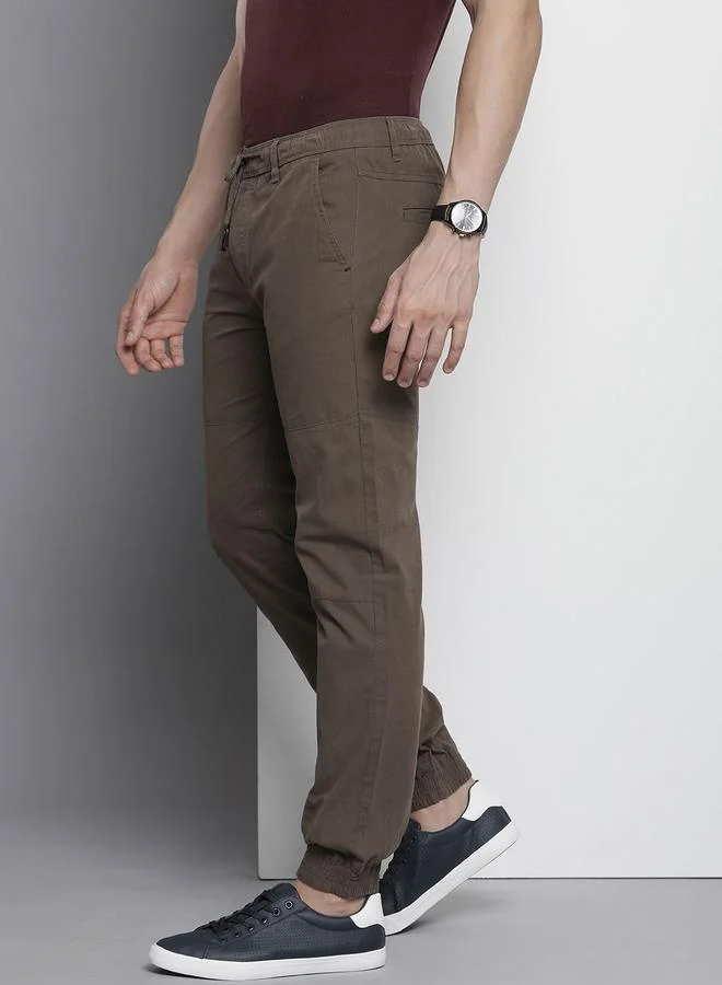 The Indian Garage Co The Indian Garage Co Men Brown Slim Fit Cuffed Joggers