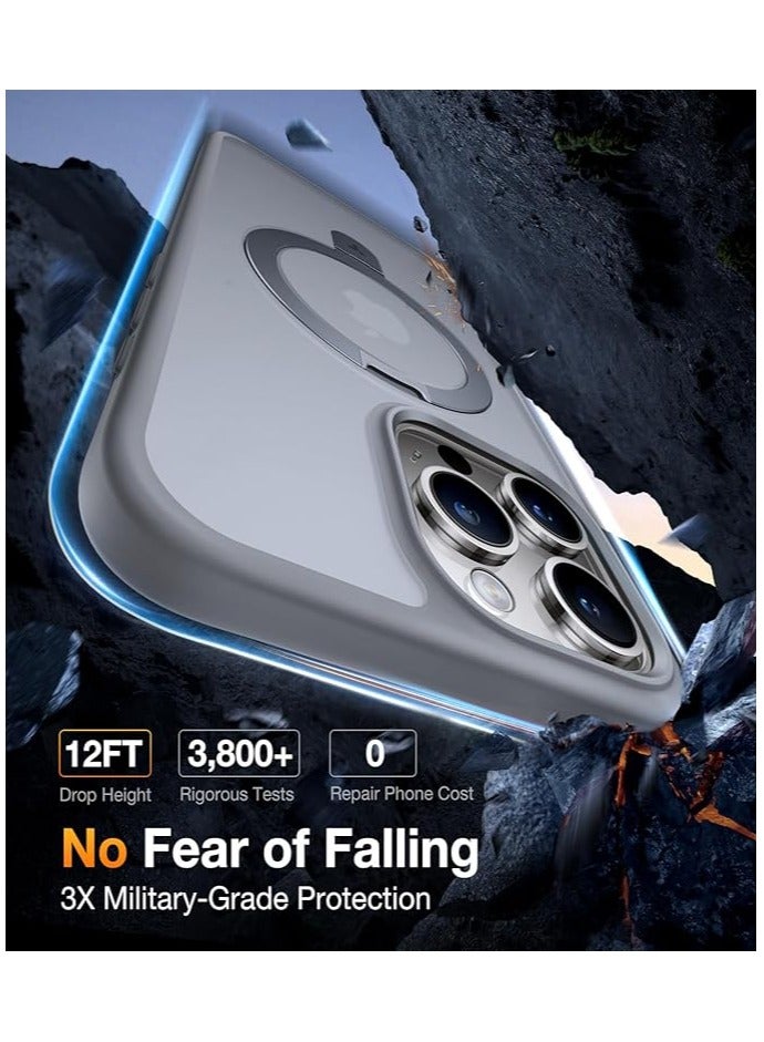 Ultra Magnetic Ostand for iPhone 15 Pro Case [Fit for MagSafe] [Sturdy Stand & Ring Holder] Mil-Grade Shockproof Matte Anti-Scratch Slim Protective Kickstand Phone Case, 6.1" Grey Titanium Grey - Image 4