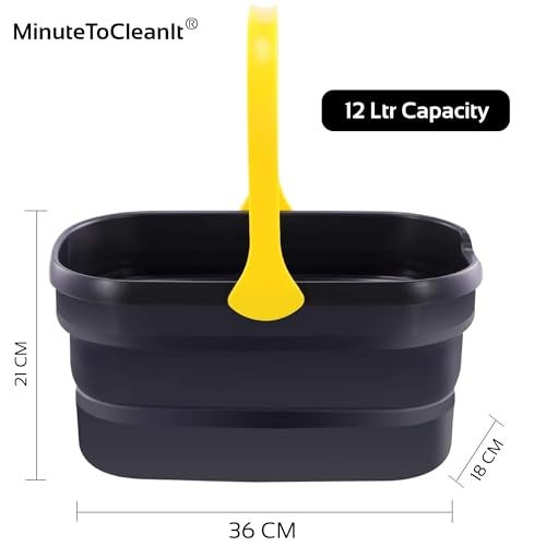 MinuteToCleanIt Plastic Multipurpose Collapsible Bucket - 12L, Square Shape with Single Handle, Foldable and Easy to Store, Ideal for Home Cleaning, Camping, and More - Image 5