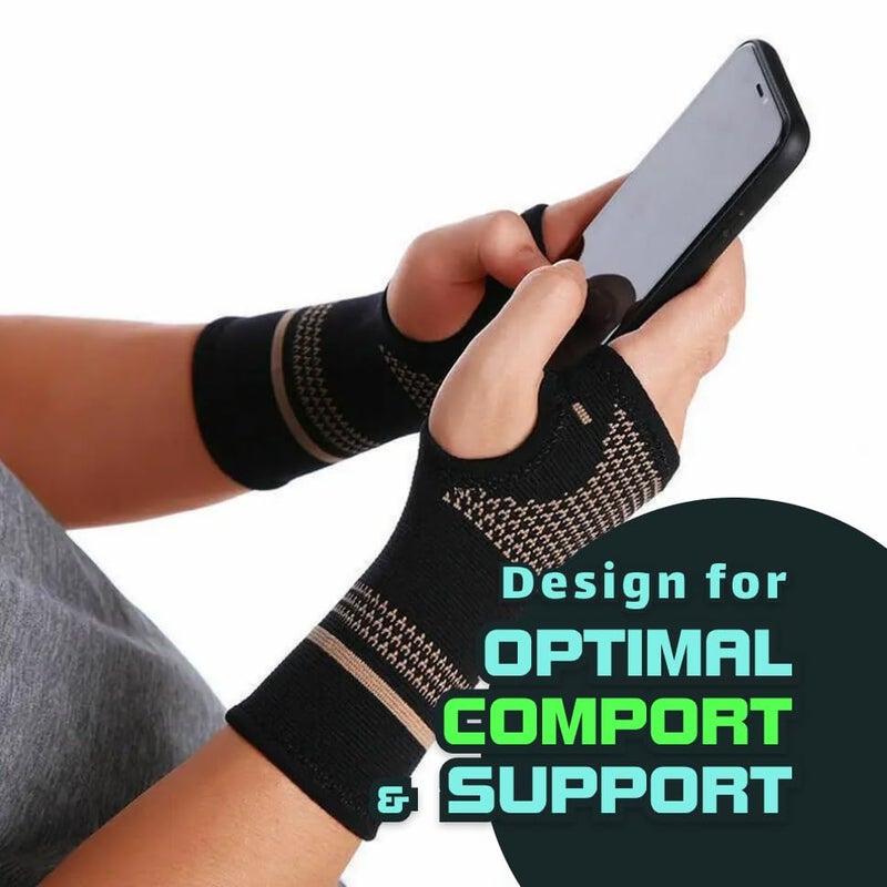 Jesata Copper Compression Hand and Wrist Sleeve Brace Support for Men & Women | Pain Relief, Injury Recovery, Suitable for Sports Protection |Arthritis Gloves Professional Wrist Brace | 1 Piece (S) - Image 4