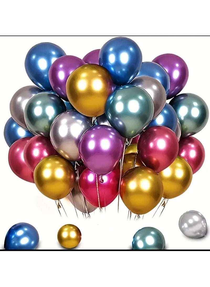 إل ديس ٦٠ بالونة حفلات معدنية كرومية، مقاس ٥ بوصات، بألوان ذهبية، فضية، وردية، زرقاء، وردية، خضراء | زينة حفلات الزفاف، الكريسماس، ديكورات داخلية، وديكورات غرف - Image 1