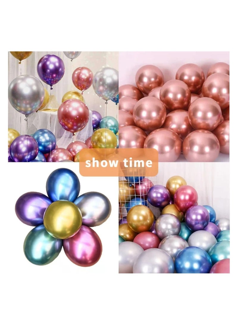 إل ديس ٦٠ بالونة حفلات معدنية كرومية، مقاس ٥ بوصات، بألوان ذهبية، فضية، وردية، زرقاء، وردية، خضراء | زينة حفلات الزفاف، الكريسماس، ديكورات داخلية، وديكورات غرف - Image 3