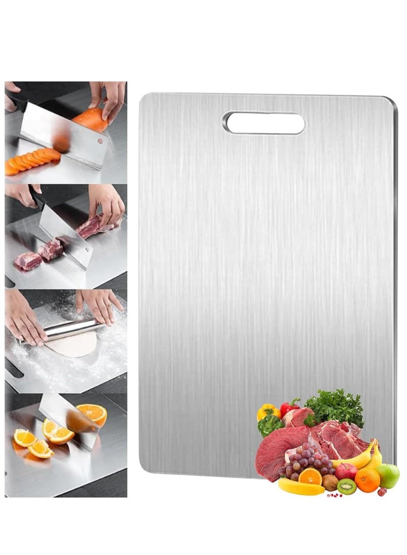 XiuWoo 1 pcs Stainless steel Cutting Board,100% Stainless steel Cutting Boards For Kitchen, Double-Sided Food Grade Cutting Board for Kitchen, Chopping Board for Meat, Fruit, Vegetables - Image 1