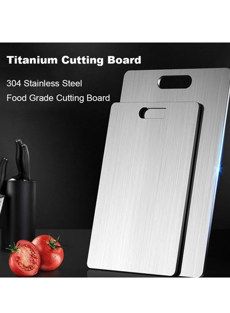 XiuWoo 1 pcs Stainless steel Cutting Board,100% Stainless steel Cutting Boards For Kitchen, Double-Sided Food Grade Cutting Board for Kitchen, Chopping Board for Meat, Fruit, Vegetables - Image 2