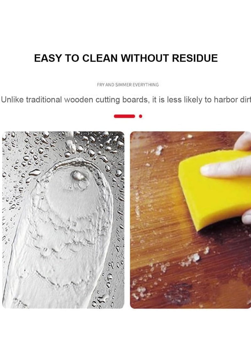 XiuWoo 1 pcs Stainless steel Cutting Board,100% Stainless steel Cutting Boards For Kitchen, Double-Sided Food Grade Cutting Board for Kitchen, Chopping Board for Meat, Fruit, Vegetables - Image 4