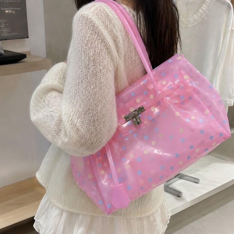 2026 New Jelly Tote Bag Transparent Large Capacity Shoulder Bag for Women - Image 3