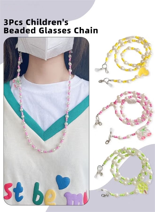 3Pcs Kids Acrylic Beaded Glasses Chains, Multi-Function Eyeglasses Cord, Eyewear Retainer, Mask Necklace Lanyard, Cute Sunglasses Holder for Boys Girls, Multicolor, 50cm - Image 1