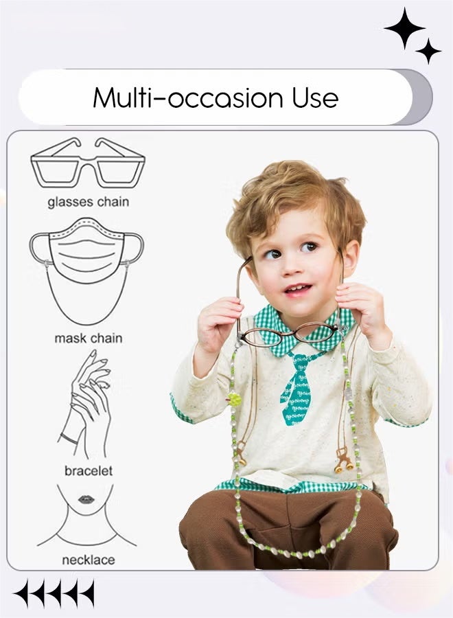 3Pcs Kids Acrylic Beaded Glasses Chains, Multi-Function Eyeglasses Cord, Eyewear Retainer, Mask Necklace Lanyard, Cute Sunglasses Holder for Boys Girls, Multicolor, 50cm - Image 3