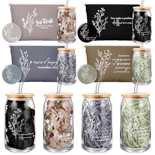 Skylety 12 Pcs Appreciation Gifts for Women Teacher Appreciation Nurse Week Mothers Day Thank You Gifts for Coworkers Teacher School Staff Employee Team 16 oz Tumbler Makeup Bag MirrorUnderstated - Image 1