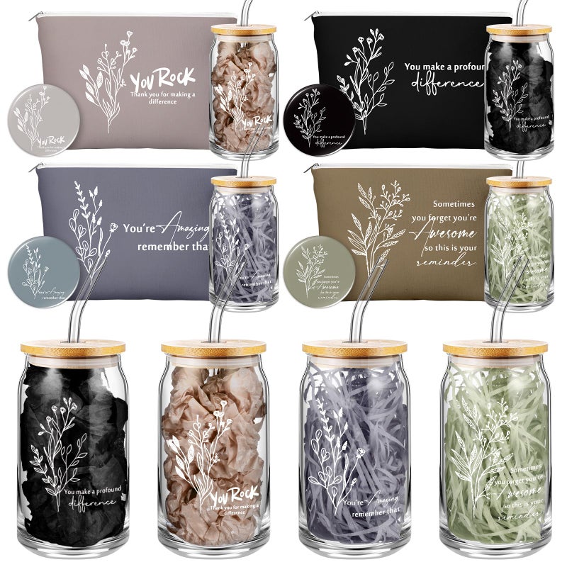 Skylety 12 Pcs Appreciation Gifts for Women Teacher Appreciation Nurse Week Mothers Day Thank You Gifts for Coworkers Teacher School Staff Employee Team 16 oz Tumbler Makeup Bag MirrorUnderstated - Image 2