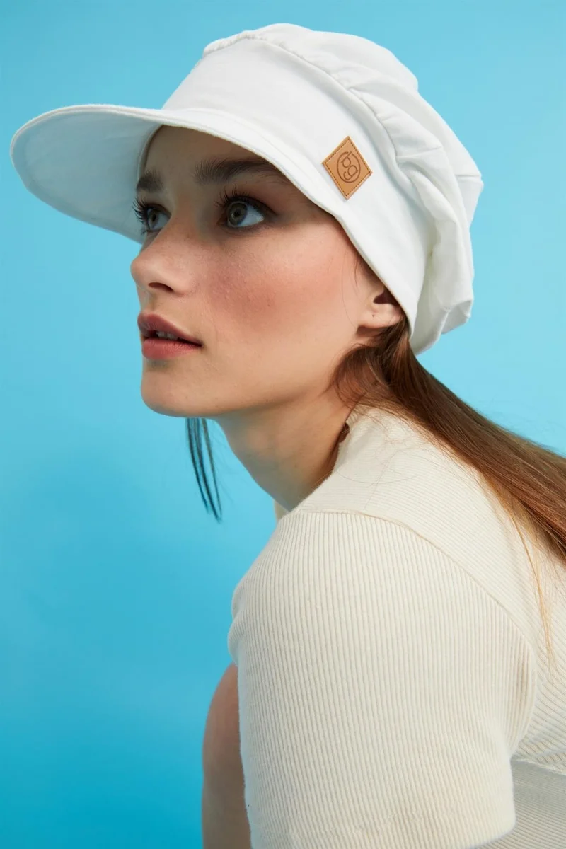 Butikgiz Beige Women's 4 Seasons Cotton, Ultra Soft, Lightweight, Anti-Sweat, Stylish, Trendy Cap and Combed Cotton Hat with Visor
