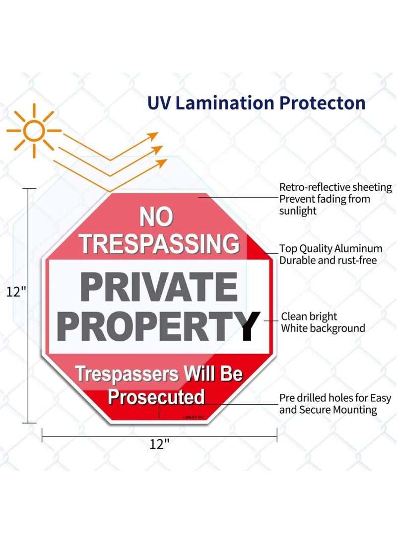 Private Property Metal Warning Sign Trespassers Will Be Prosecuted - No Trespassing Security Alert - UV Protected and Weatherproof - 12 x 12