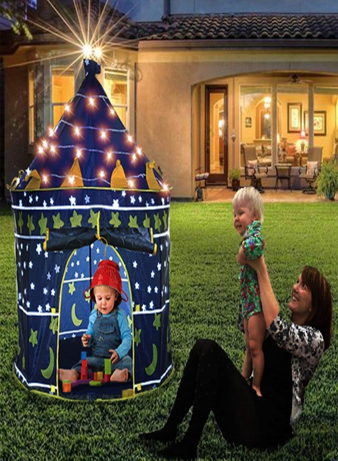 LimitlessFunN Stars & Moon Pop Up Kids Play Tent | Includes Star Lights & Carrying Case |, Children Indoor Castle Playhouse for Boys, Toddlers, 41" D x 41" W x 53" H - Image 4